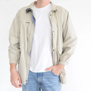 Vintage Cottage Essentials Beige Zip Up  Lightweight Jacket Size Small